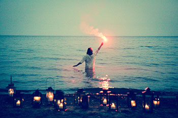 It Comes In Waves - Dan in the water with flare